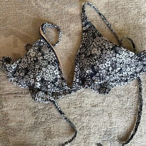 J. crew floral ruffle trim bikini top